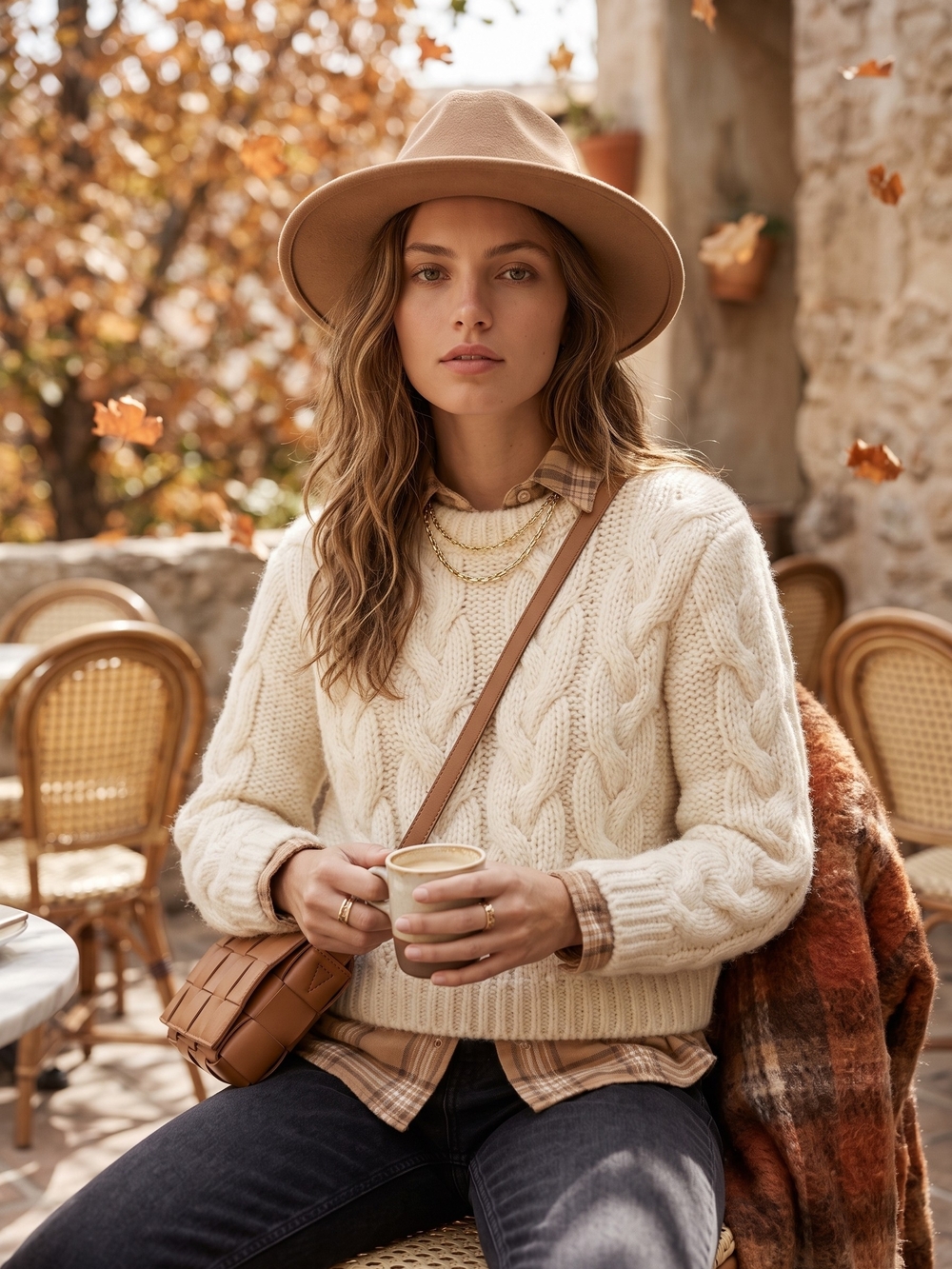 Zara Chunky Cable Knit Cream Pullover Sweater Quiet Luxury Rory Gilmore Preppy